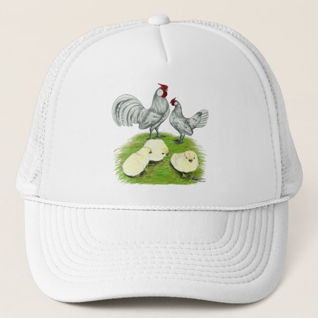Rosecomb Bantams and Chicks Trucker Hat (Front)