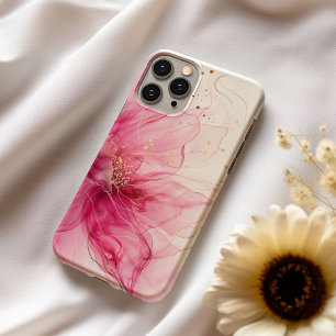 Rosée Élégance Luxury Pink Floral Silk iPhone 16 Case