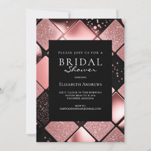 Rosegold Black Pattern Bridal Shower  Invitation
