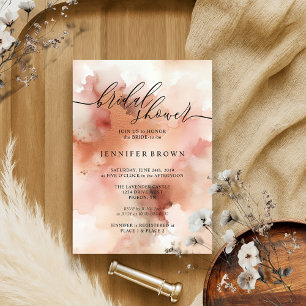 RoseGold Earthtone Watercolor Wedding Bridal Invitation
