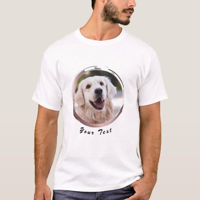 RoseGold Frame Personalised Dog Photo T-Shirt (Front)