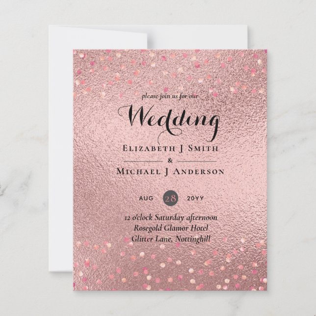 RoseGold Glitter Glam Foil Look Wedding BUDGET (Front)