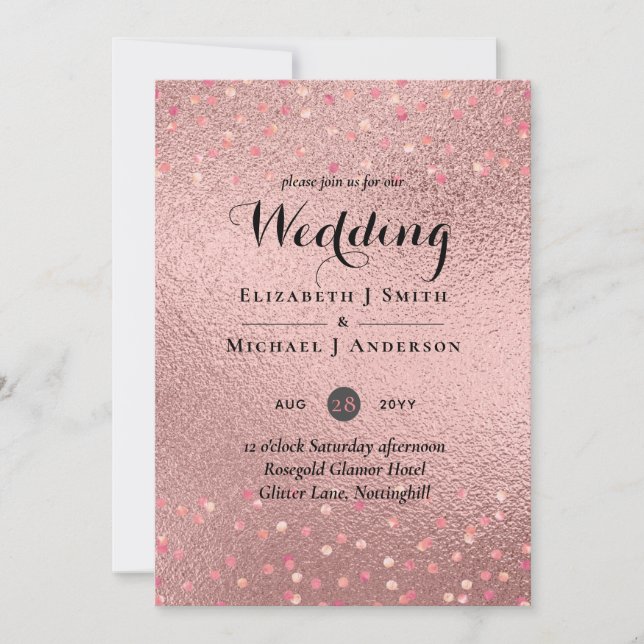 RoseGold Glitter Glam Foil Look Wedding BUDGET (Front)