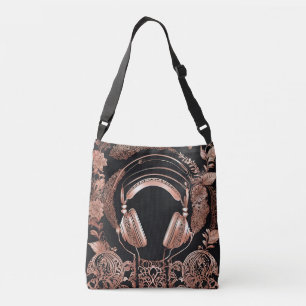 Rosegold Headphones Ai art  Crossbody Bag