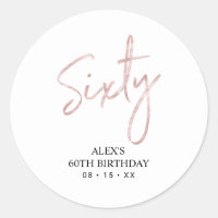 Rosegold Lettering Sixty 60th Birthday Party Favou