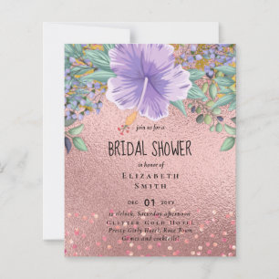RoseGold Metallic Glitter Floral Foil Look Wedding