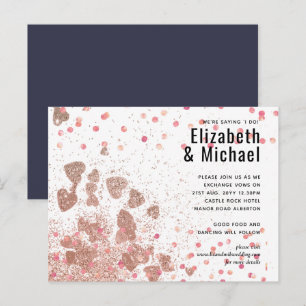Rosegold Metallic WEDDING Glitter Look Invitation Postcard