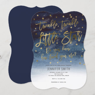 Rosegold,Twinkle Twinkle Little Stars, Baby Shower Invitation