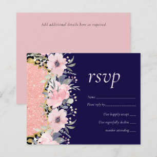 Rosegold WEDDING Girly Pink Floral Glitter Glam