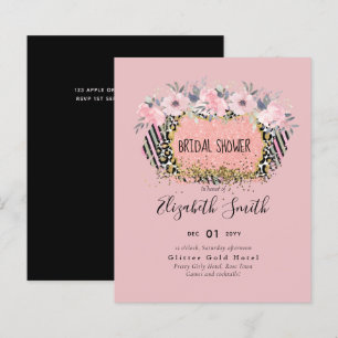 Rosegold WEDDING Girly Pink Floral Glitter Glam