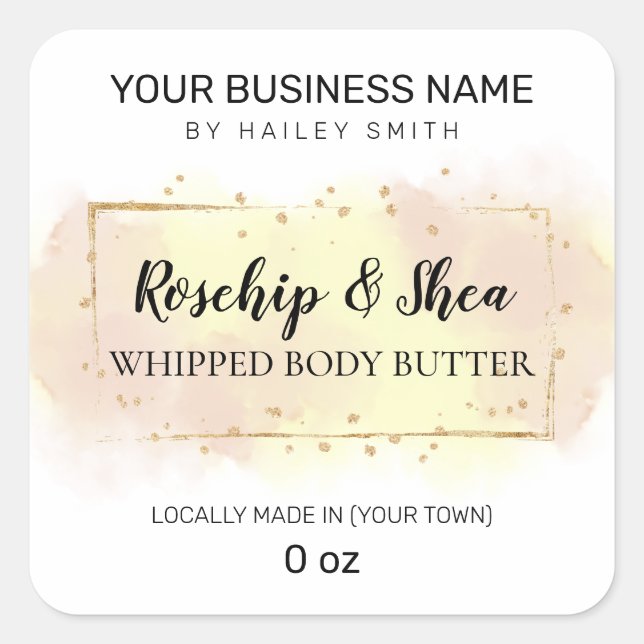 Rosehip And Shea Pastel Pink Whipped Body Butter Square Sticker (Front)
