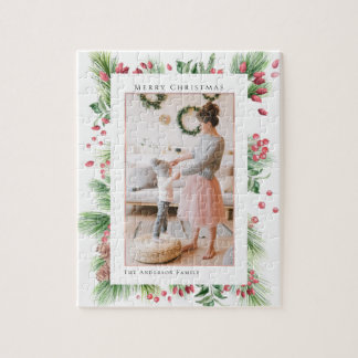 Rosehips & Holly Berries Christmas Greenery Photo Jigsaw Puzzle