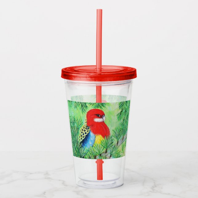 Rosella Bird Painting Acrylic Tumbler (Front)