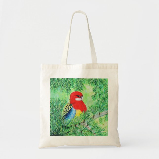 Rosella Bird Painting Tote Bag (Front)