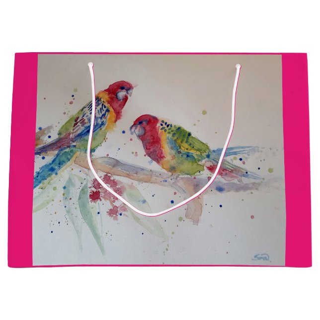 Rosella Parrot Bird Watercolour Art Gift Bag (Front)