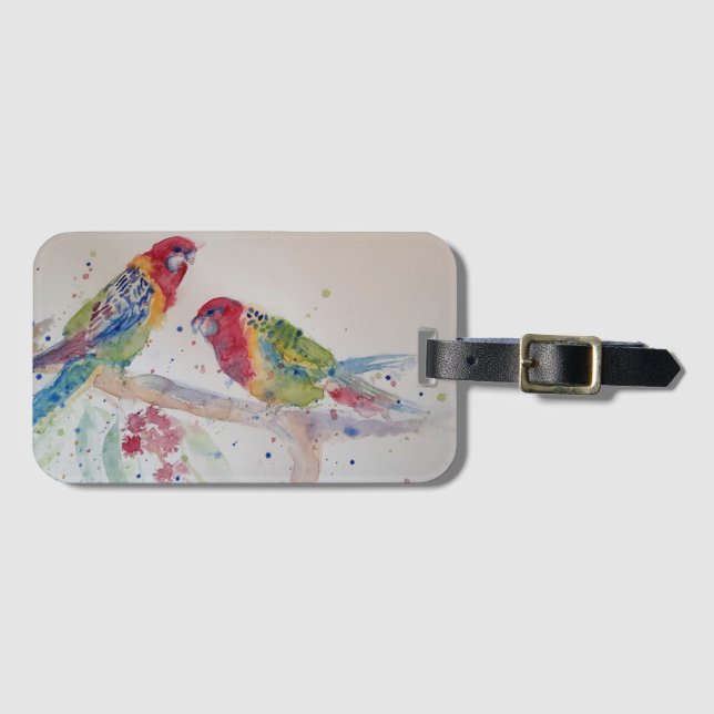 Rosella Parrot bird Watercolour Art Luggage Tag (Front Horizontal)