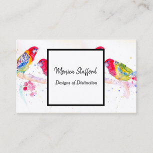 Rosella Parrot Flowers Watercolor Business Card