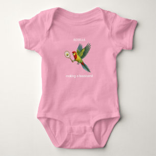 Rosella Parrot Playing Tennis Baby Bodysuit