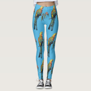 Rosella Parrot Watercolor Blue Bird Leggings