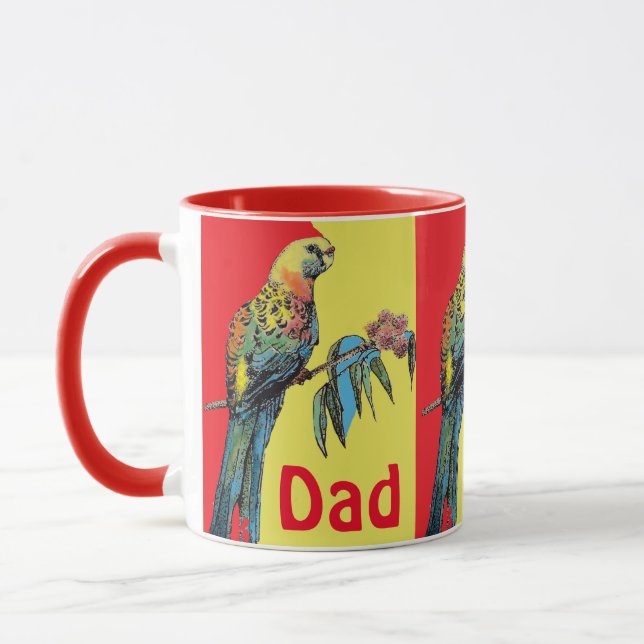 Rosella Parrot Watercolor Dad father Name Coffee M Mug (Left)