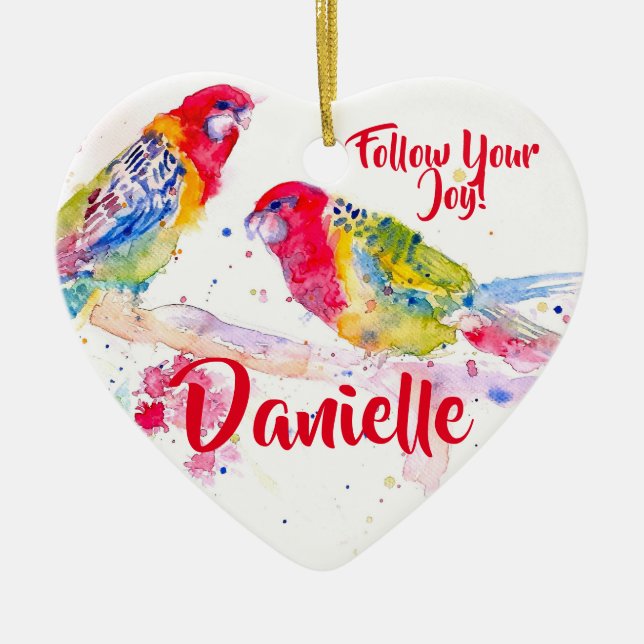 Rosella Parrot Watercolor Painting Name Decoration (Front)