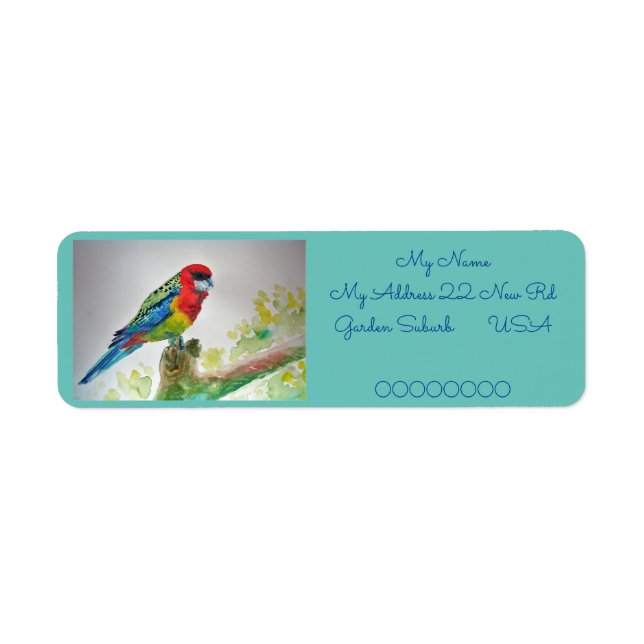 Rosella Parrot Watercolour Return Address Labels (Front)