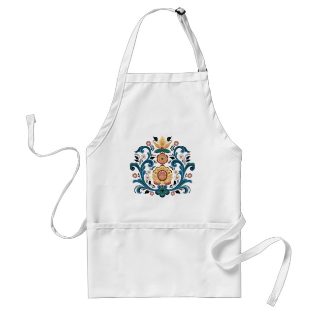 Rosemaling Gold and Burgandy Standard Apron (Front)