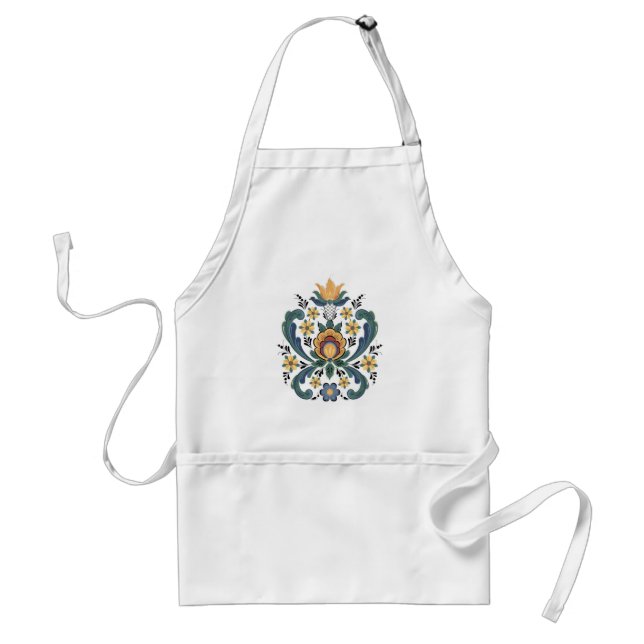 Rosemaling Gold Floral Standard Apron (Front)