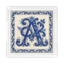 Rosemaling Monogram Prussian Blue