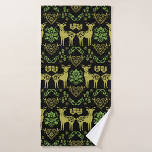 Rosemaling Norwegian Folk Art Bath Towel
