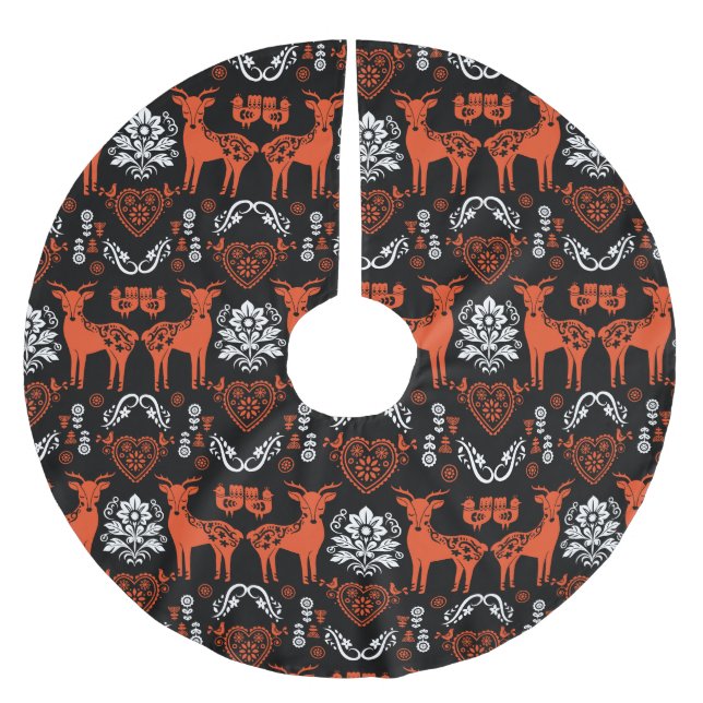 Rosemaling Norwegian Folk Art Brushed Polyester Tree Skirt (Front)