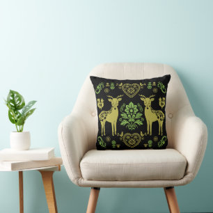 Rosemaling Norwegian Folk Art Cushion
