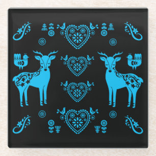 Rosemaling Norwegian Folk Art Glass Coaster