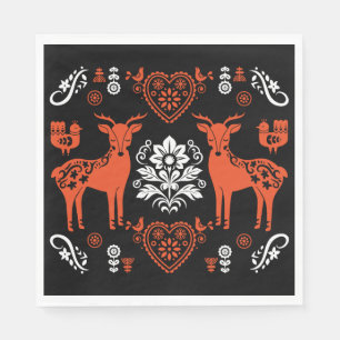 Rosemaling Norwegian Folk Art Napkin