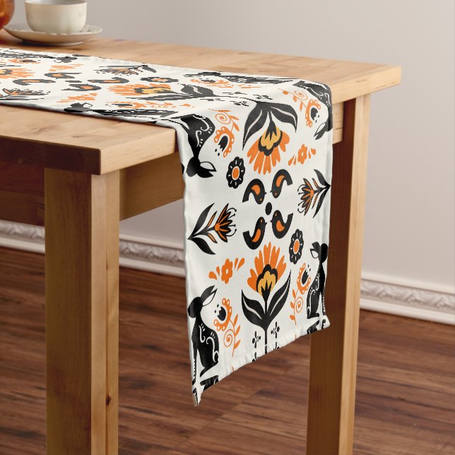 Rosemaling Norwegian Folk Art Short Table Runner (In Situ)