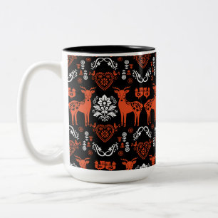 Rosemaling Norwegian Folk Art Two-Tone Coffee Mug