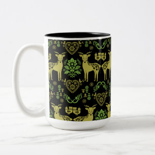 Rosemaling Norwegian Folk Art Two-Tone Coffee Mug