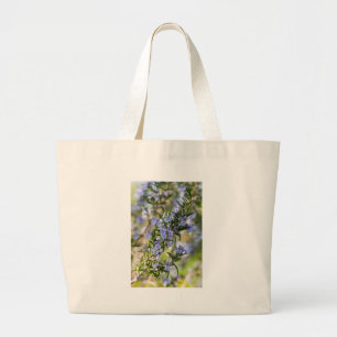 Rosemary blossom in spring macro large tote bag