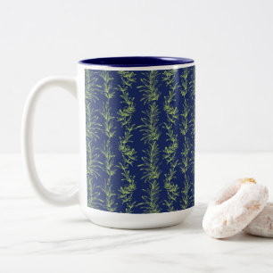 Rosemary Branch Outline Pattern Two-Tone Coffee Mug