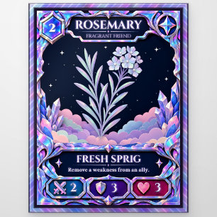 Rosemary Herb, Rainbow Foil Art Postcard