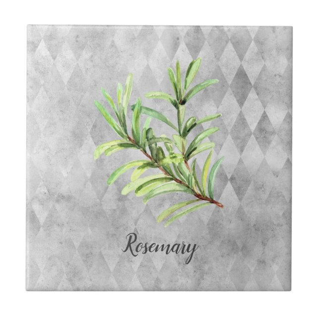 Rosemary Herb Watercolor  Ceramic Tile (Front)