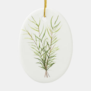 Rosemary herbs greenery botanical plants leaves ceramic ornament