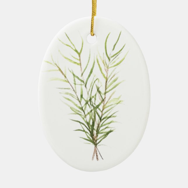 Rosemary herbs greenery botanical plants leaves ceramic ornament (Front)