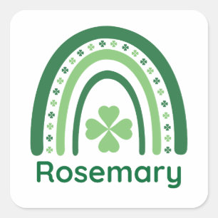 Rosemary Name Clover Boho Rainbow Square Sticker