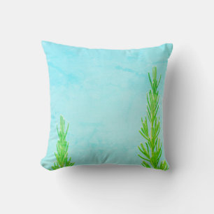 Rosemary Plant Green Leaves Cushion Throw Pillow