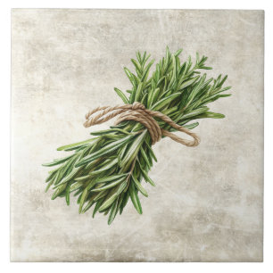 Rosemary Rustic Herbs Spices Faux Ceramic Tile