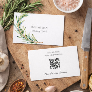 Rosemary Sprig with QR Code Business Card