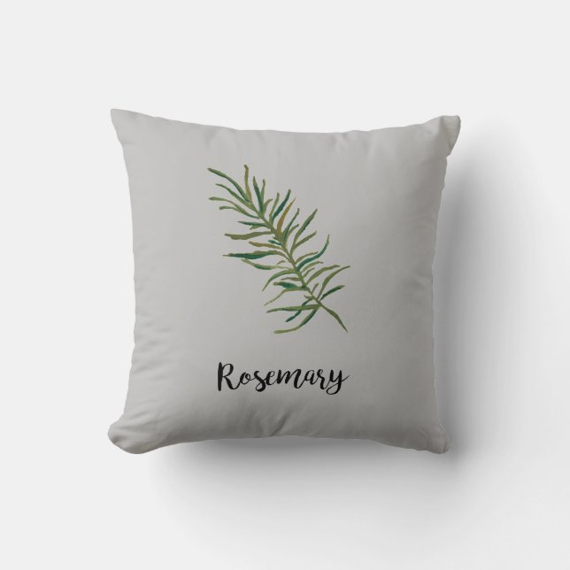 Rosemary Spring Herb Throw Pillow (Front)