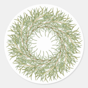 ROSEMARY WREATH Large Round Stickers
