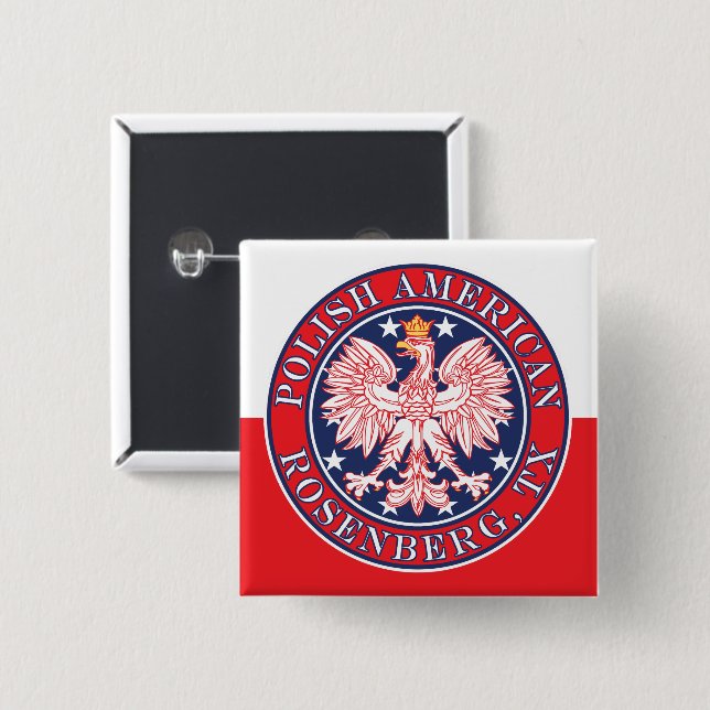 Rosenberg Texas Polish American Eagle 15 Cm Square Badge (Front & Back)